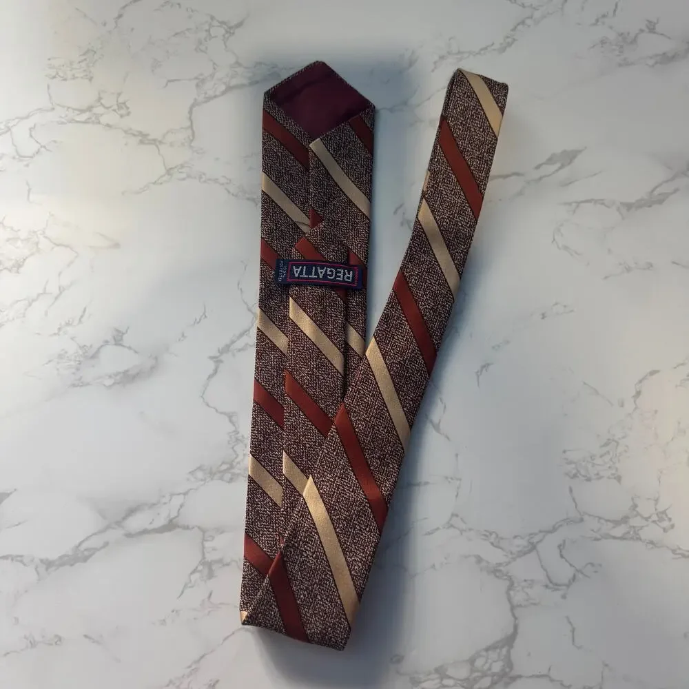 Classic Striped Necktie – Beige & Brown